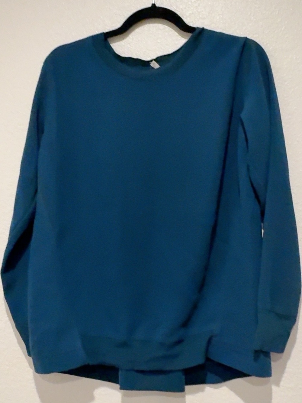 Vince Teal Mixed Media Split Back Long Sleeve Blouse XS
